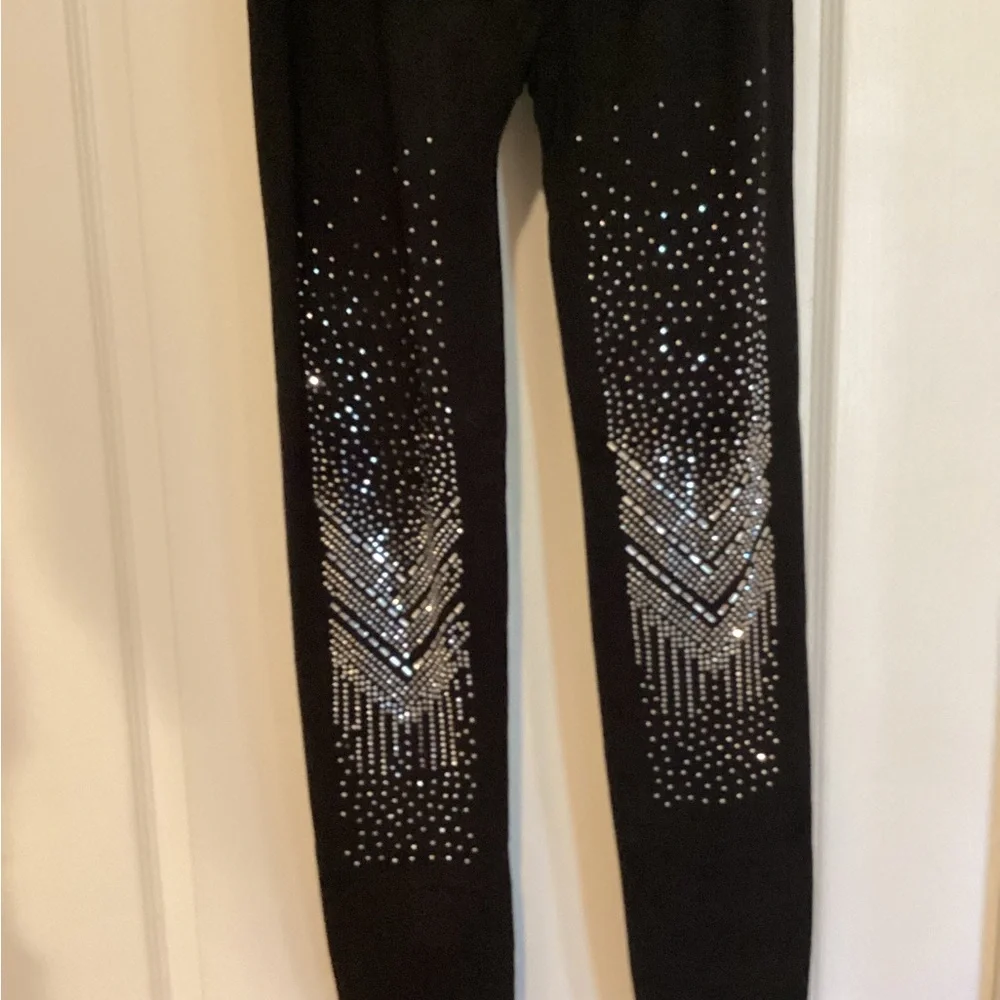 Black Leggings with Sparkling Silver Accents - Picture 2 of 3